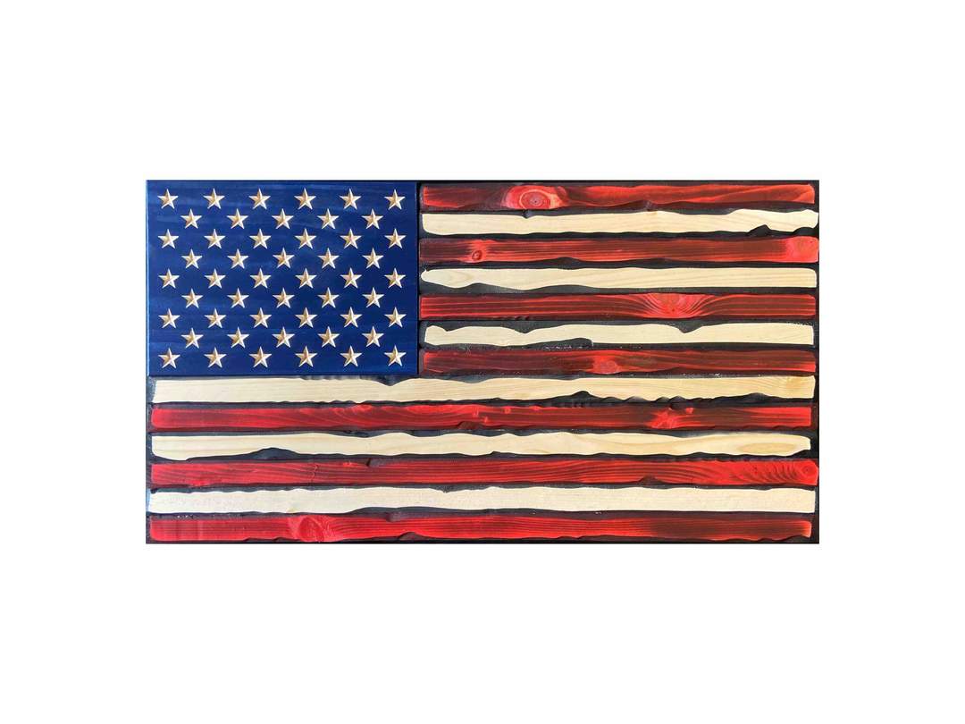 Hand carved Flags of Valor