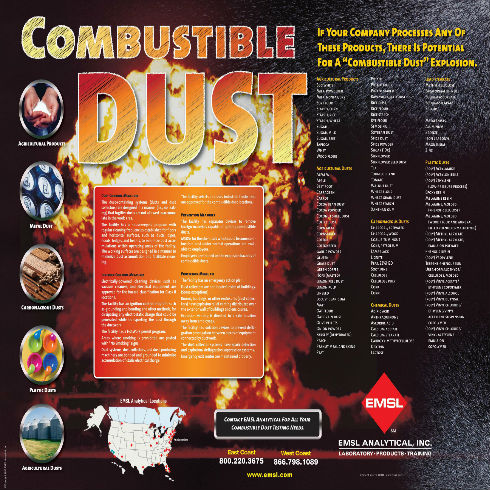 EMSL Warns of Combustible Dust With Free Poster