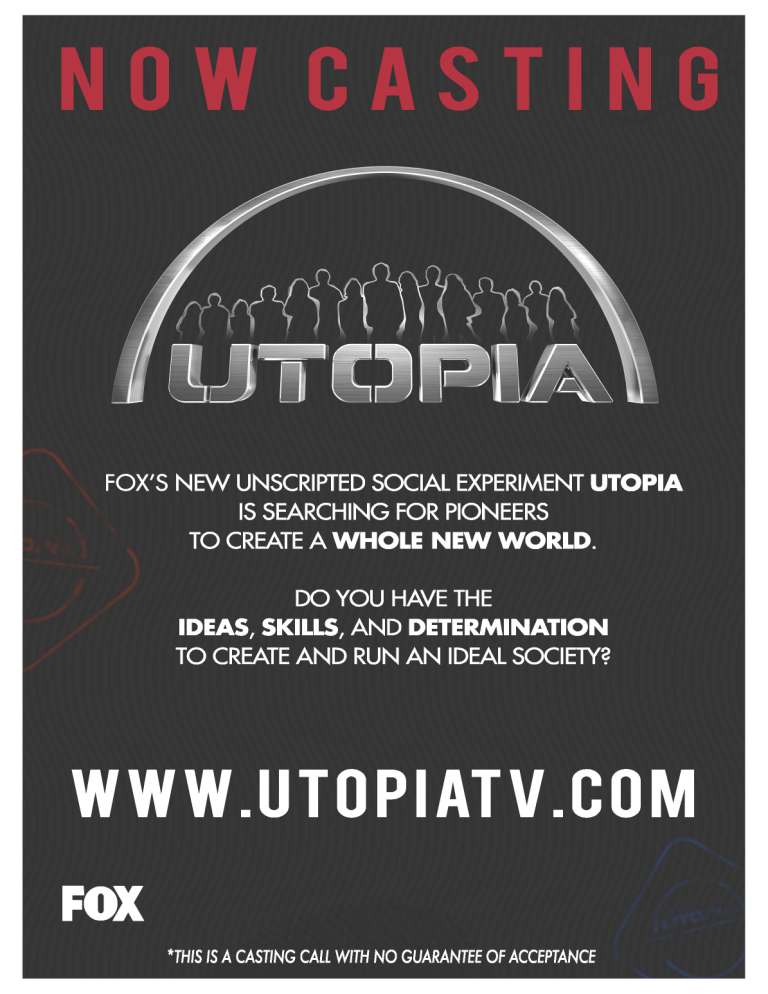 Utopia Needs Woodworkers, for Fox TV Reality Show